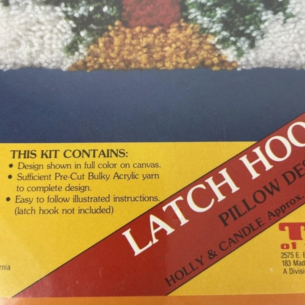 Tina Of California Latch Hook Kit Christmas Holly & Candle #T112X New Old Stock!